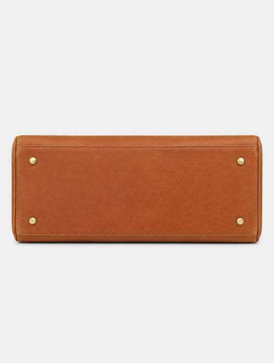 Classic Cognac Leather Duffle Bag – Genuine Leather Travel Weekender
