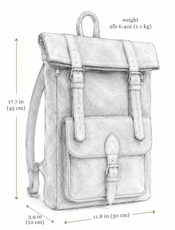 Vintage Leather Roll-Top Travel Backpack – Two-Tone Suede Laptop Rucksack