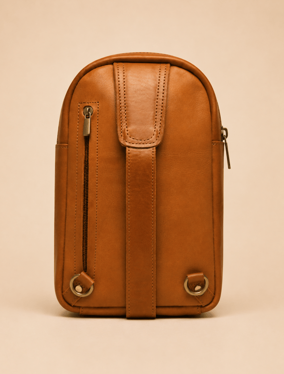 Honey Tan Leather Sling Bag – Convertible Crossbody Chest Pack & Daypack
