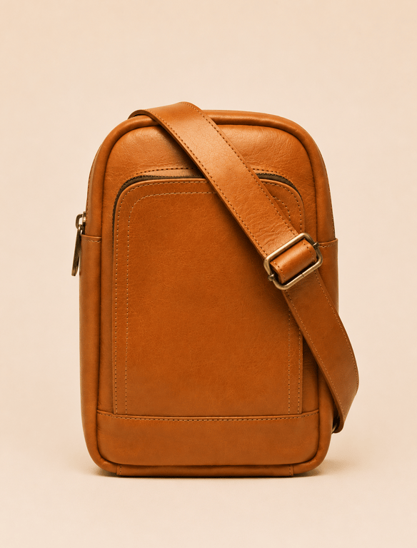 Honey Tan Leather Sling Bag – Convertible Crossbody Chest Pack & Daypack