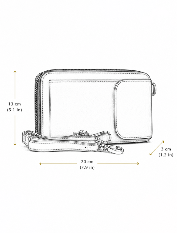 Chestnut Brown Leather Phone Wallet Crossbody Bag – Convertible Multi-Wear Bag