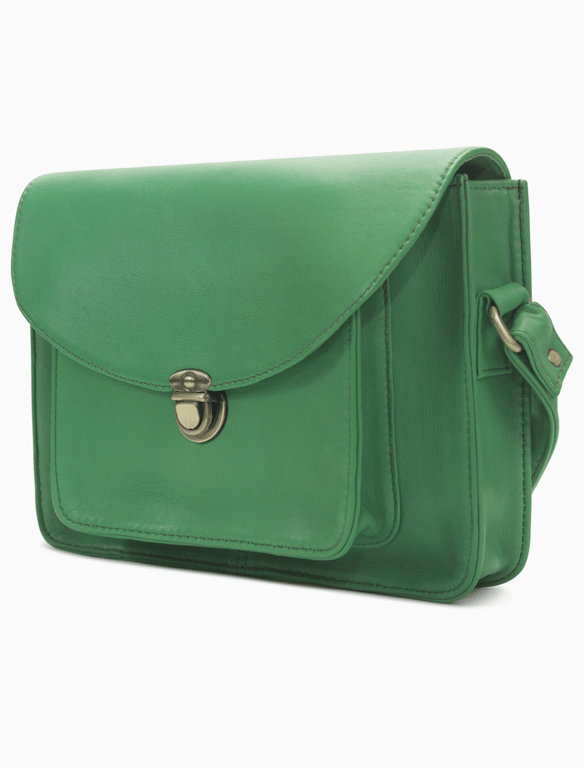 Kelly Emerald Green Leather Crossbody Satchel – Vintage Messenger Purse