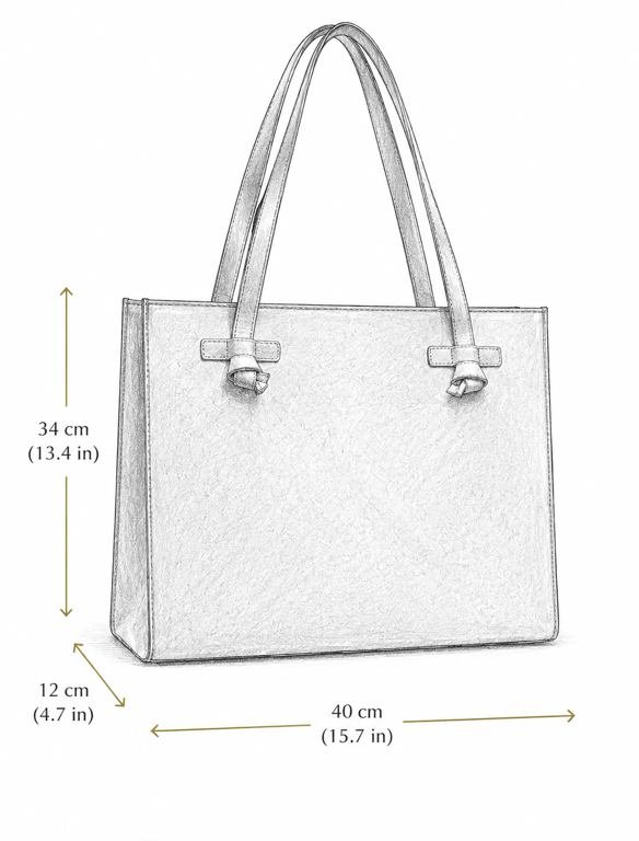 Structured Amber Tan Leather Tote Bag – Knotted Strap Laptop Work Bag