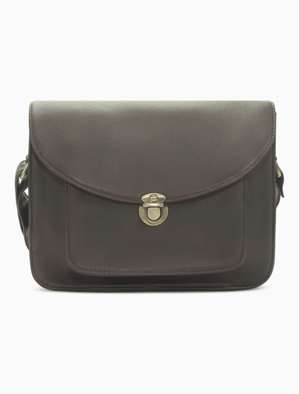 Dark Espresso Brown Leather Crossbody Satchel – Vintage Messenger Bag