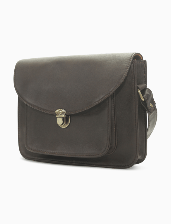 Dark Espresso Brown Leather Crossbody Satchel – Vintage Messenger Bag