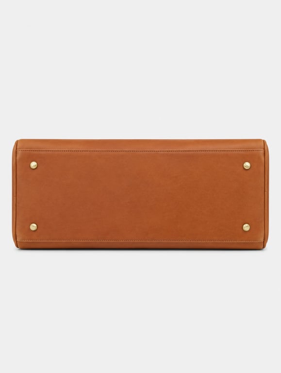 Classic Cognac Leather Duffle Bag – Genuine Leather Travel Weekender