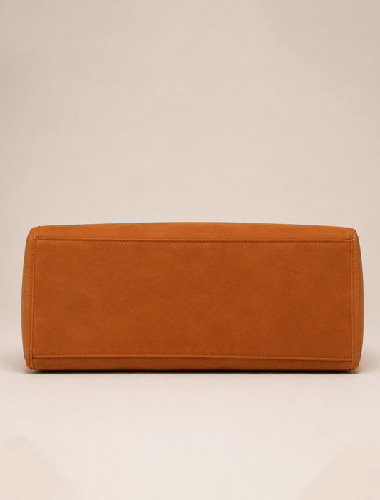 Structured Amber Tan Leather Tote Bag – Knotted Strap Laptop Work Bag