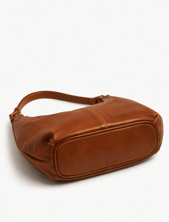 Classic Cognac Leather Hobo Shoulder Bag – Slouchy Real Leather Crescent Purse