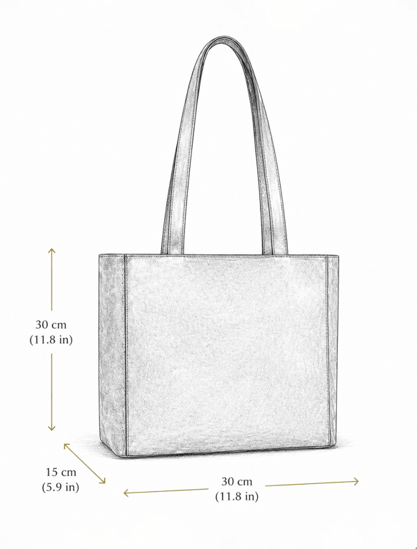 Minimalist Black Leather Tote Bag – Zippered Everyday Shoulder Bag