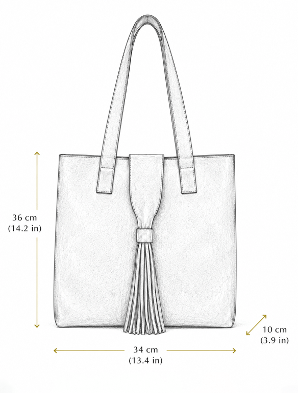 Navy Blue Suede Leather Tote Bag – Classic Shoulder Purse with Tassel Closure