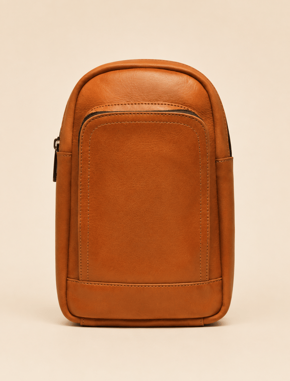 Honey Tan Leather Sling Bag – Convertible Crossbody Chest Pack & Daypack