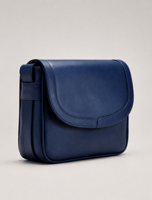 Cobalt Royal Blue Leather Crossbody Bag – Classic Flap Saddle Purse