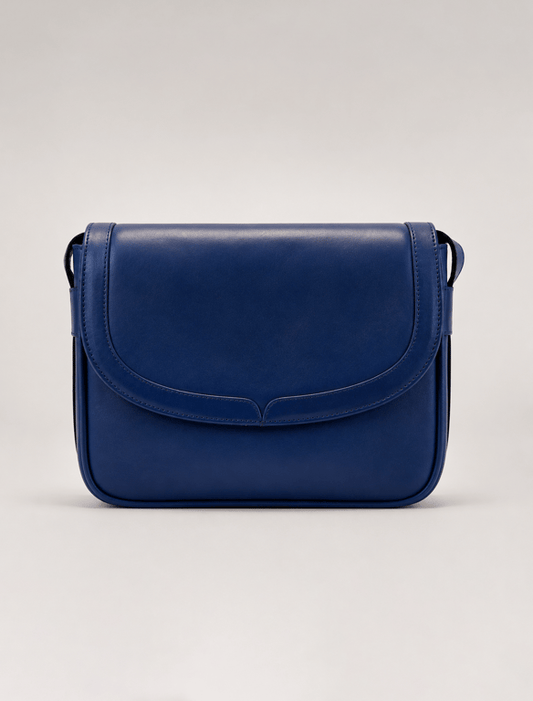 Cobalt Royal Blue Leather Crossbody Bag – Classic Flap Saddle Purse