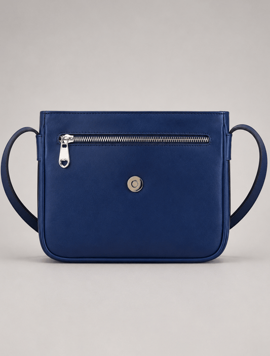 Cobalt Royal Blue Leather Crossbody Bag – Classic Flap Saddle Purse