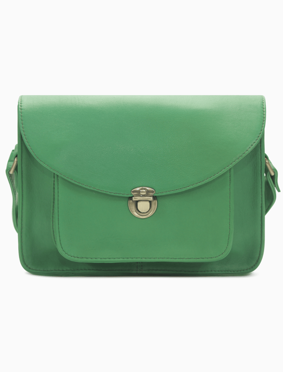 Kelly Emerald Green Leather Crossbody Satchel – Vintage Messenger Purse