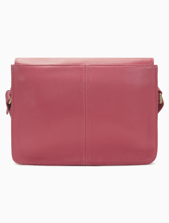 Vibrant Rose Pink Leather Crossbody Satchel – Vintage Messenger Bag