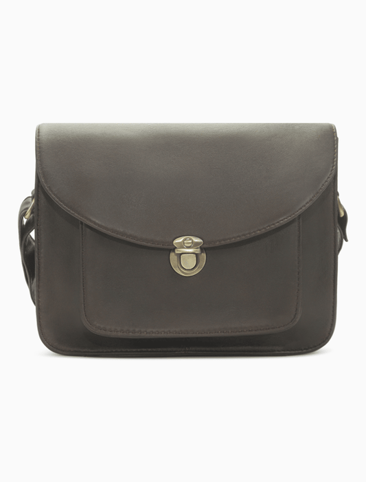 Dark Espresso Brown Leather Crossbody Satchel – Vintage Messenger Bag