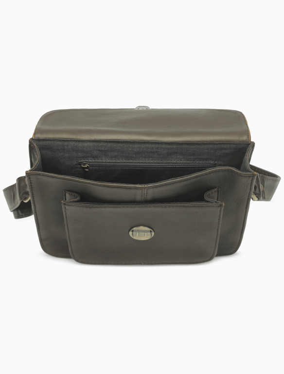 Dark Espresso Brown Leather Crossbody Satchel – Vintage Messenger Bag