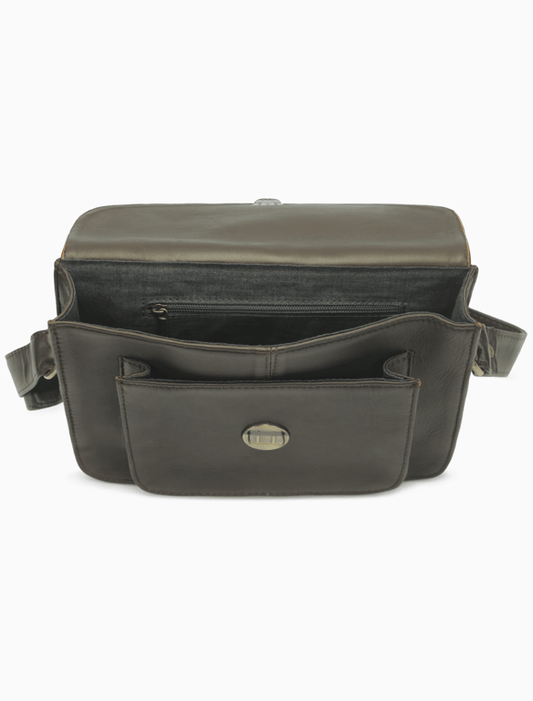 Dark Espresso Brown Leather Crossbody Satchel – Vintage Messenger Bag